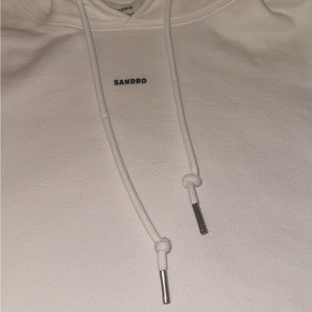 Sandro White Small Logo‎ Hoodie Hooded Sweatshirt One Size - Picture 3 of 12